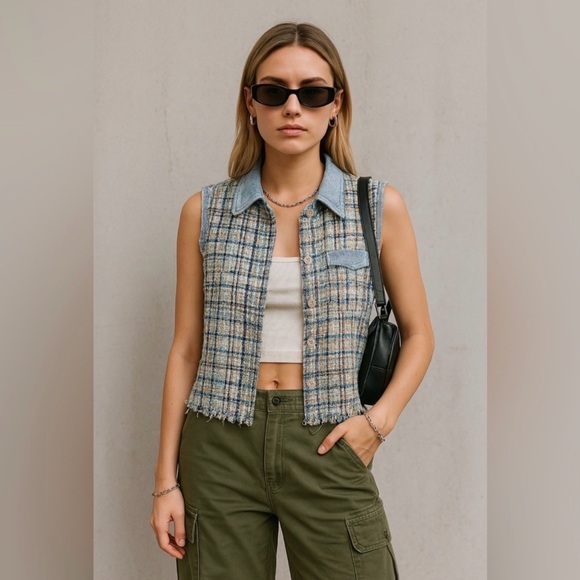 Mystree Jackets & Blazers - Mystree Multicolor Plaid Vest